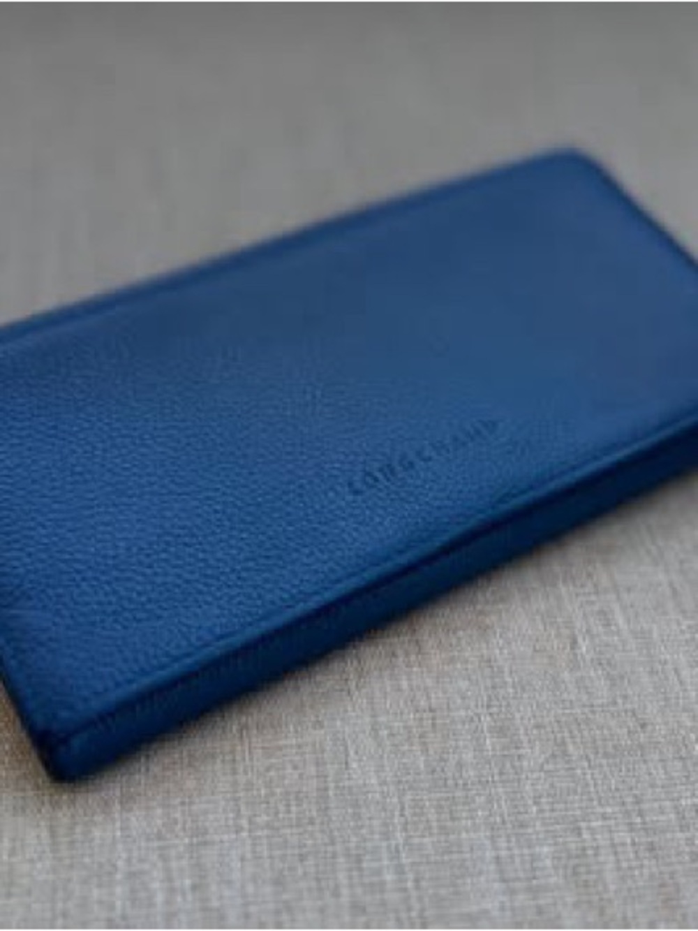 Longchamp Blue Pebbled Leather Zip Wallet